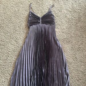 Deep purple, mid length, pleaded dress!